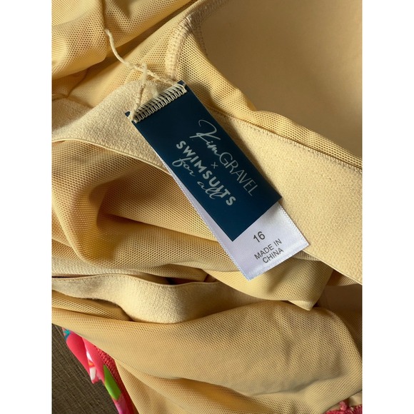 Kim Gravel x Swimsuits‎ For All Sarong Front 1-Piece Suit Tropical Punch Size 16 - Picture 4 of 6